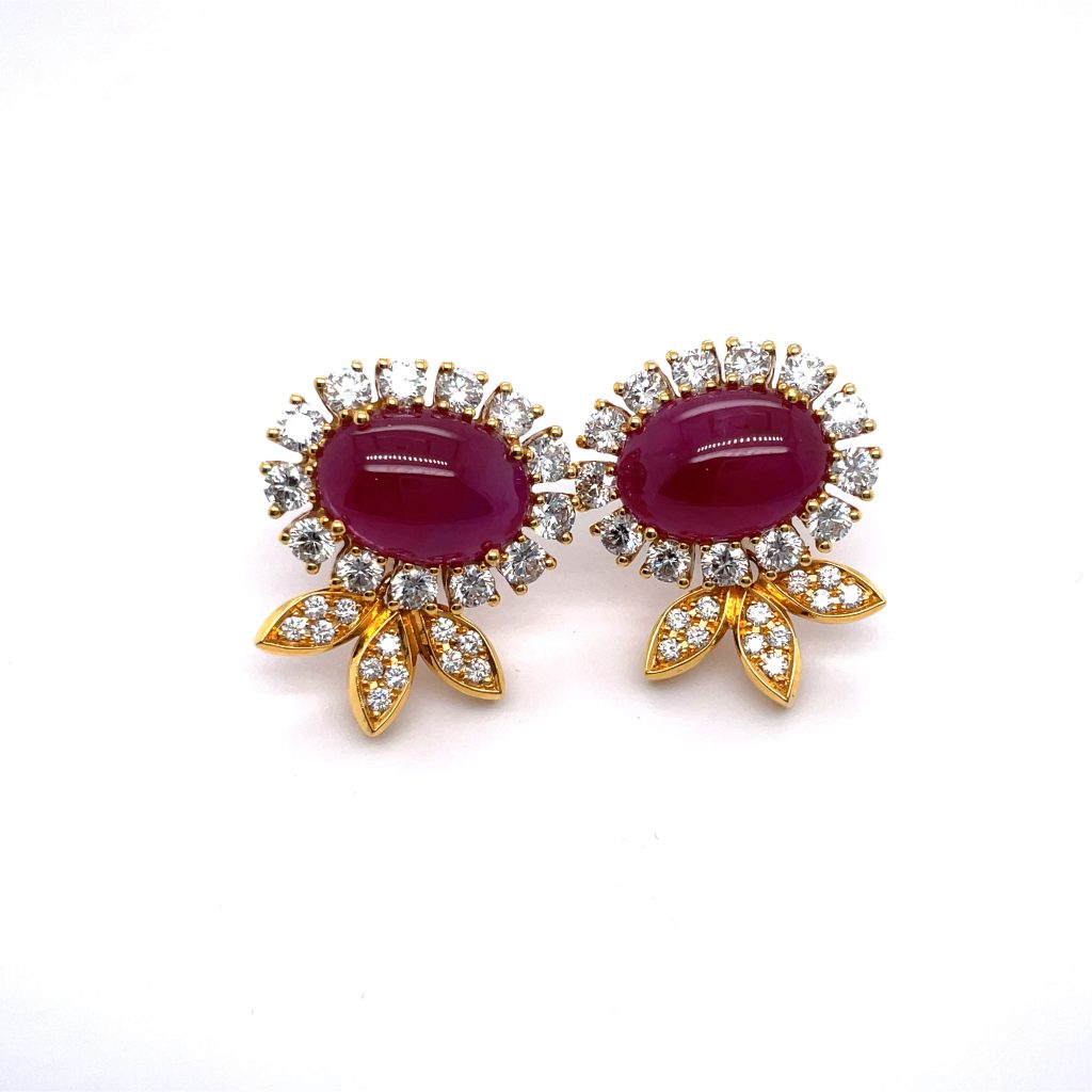 Ruby Cabochon Earrings