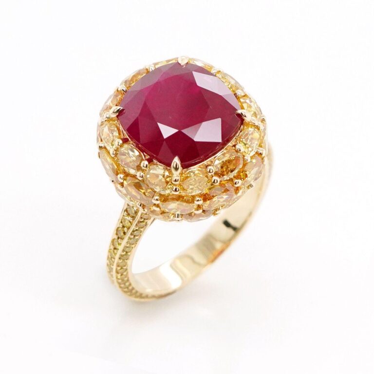 Ruby Ring With Yellow Diamond