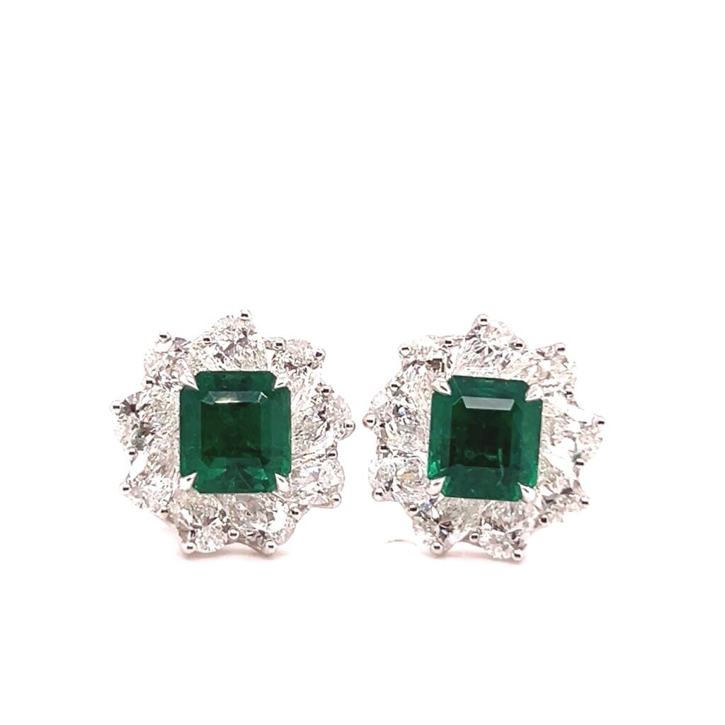Emerald cushion cut earrings